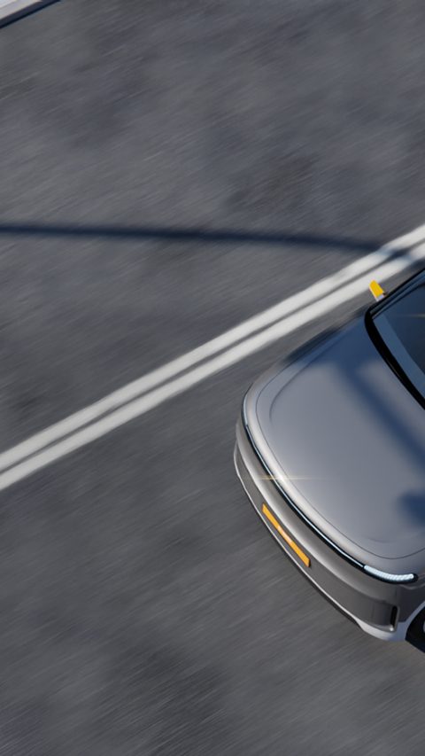 Stage-Visual: Electric car on a road